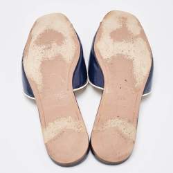 Prada Navy Blue Patent Flat Slides Size 38.5  