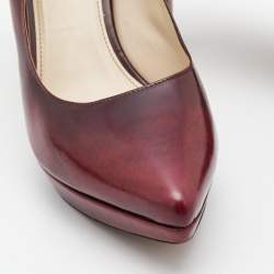 Prada Burgundy Leather Platform Pointed Toe Pumps Size 37