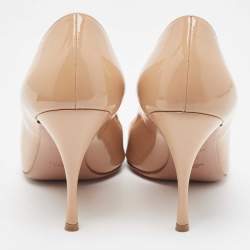 Prada Beige Patent Leather Pointed Toe Pumps Size 40.5 