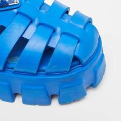 Pre Owned Prada Blue Rubber Monolith Sandals Size 39
