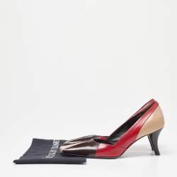 Pre Owned Prada Tricolor Leather Square Toe Pumps Size 36.5