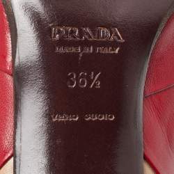 Pre Owned Prada Tricolor Leather Square Toe Pumps Size 36.5