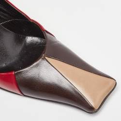 Pre Owned Prada Tricolor Leather Square Toe Pumps Size 36.5