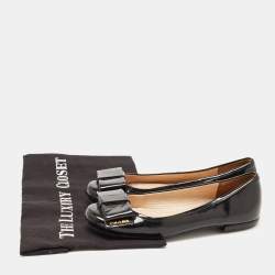 Pre Owned Prada Black Patent Leather Bow Ballet Flats Size 35