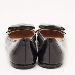 Pre Owned Prada Black Patent Leather Bow Ballet Flats Size 35