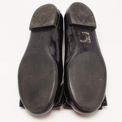 Pre Owned Prada Black Patent Leather Bow Ballet Flats Size 35