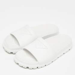 Prada White Rubber Slides Size 39