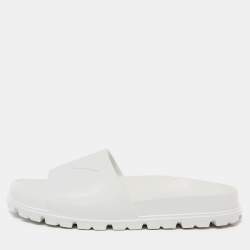 Prada White Rubber Slides Size 39