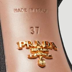 Prada Black Satin Crystal Embellished Ankle Strap Sandals Size 37