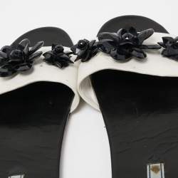 Prada White Leather Crystal Embellished Slides Flat Size 40