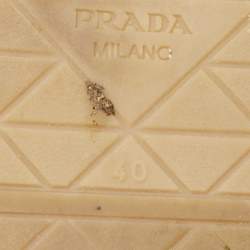 Prada Brown Raffia Embroidered Logo Slide Flats Size 40