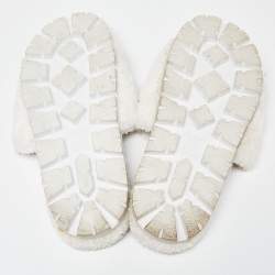 Pre Owned Prada White Terry Fabric Slides Size 38
