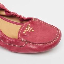Prada Pink Leather Scrunch Slip On Loafers Size 36.5