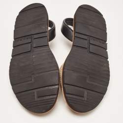 .Prada Beige/Black Python and Leather Flat Slingback Sandals Size 37