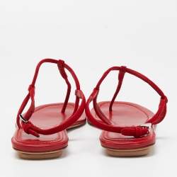 Prada Red Suede Thong Flat Sandals Size 39.5