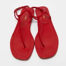 Prada Red Suede Thong Flat Sandals Size 39.5