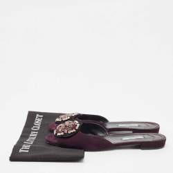 Prada Purple Suede Crystal Embellished Flat Slides Size 39.5