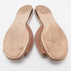 Prada Brown Velvet Crystal Embellished Flat Slides Size 40