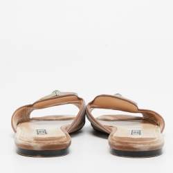 Prada Brown Velvet Crystal Embellished Flat Slides Size 40