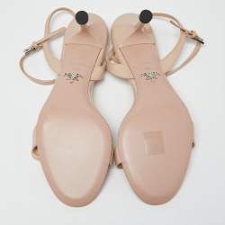 Prada Beige Patent Leather Ankle Strap Sandals Size 39