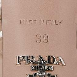 Prada Beige Patent Leather Ankle Strap Sandals Size 39