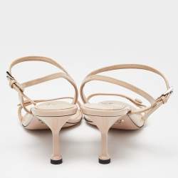 Prada Beige Patent Leather Ankle Strap Sandals Size 39