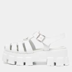 Prada White Rubber Monolith Platform Sandals Size 36