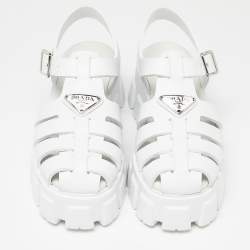 Prada White Rubber Monolith Platform Sandals Size 36