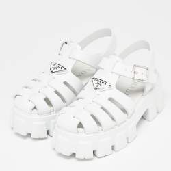 Prada White Rubber Monolith Platform Sandals Size 36
