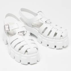 Prada White Rubber Monolith Platform Sandals Size 36