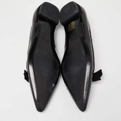 Prada Black Patent Leather Bow Pointed Toe Ballet Flats Size 37.5