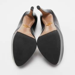Pre Owned Prada Black Leather Platform Pumps Size 36.5