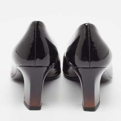 Pre Owned Prada Ombre Black/Brown Patent Leather Square Toe Pumps Size 37.5