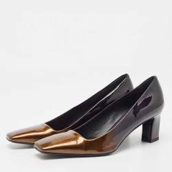 Pre Owned Prada Ombre Black/Brown Patent Leather Square Toe Pumps Size 37.5