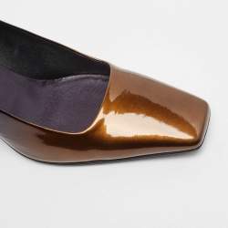 Pre Owned Prada Ombre Black/Brown Patent Leather Square Toe Pumps Size 37.5