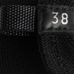 Pre Owned Prada Black/White Logo Knit Fabric Low Top Sneakers Size 38
