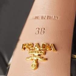 Pre Owned Prada Black Patent Leather Ankle Strap Platform Sandals Size 38