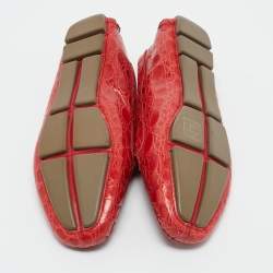 Pre Owned Prada Red Crocodile Leather Penny Loafers Size 40