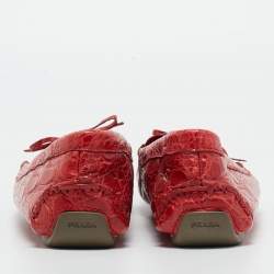 Pre Owned Prada Red Crocodile Leather Penny Loafers Size 40