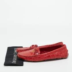 Pre Owned Prada Red Crocodile Leather Penny Loafers Size 40