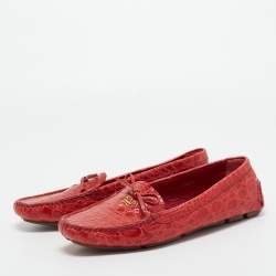 Pre Owned Prada Red Crocodile Leather Penny Loafers Size 40