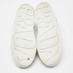 Pre Owned Prada Silver Embroidered Leather Low Top Sneakers Size 38