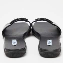 Prada Black Patent Leather Flat Slides Size 39