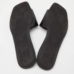 Prada Black Patent Leather Flat Slides Size 39