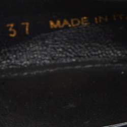 Prada Black Leather Triangle Logo Kitten Heel Slingback Sandals Size 37
