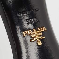Pre Owned Prada Black Saffiano Leather Bow Slide Sandals Size 38.5
