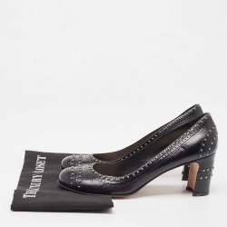 Prada Black Leather Studded Round Toe Pumps Size 39
