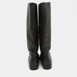 Prada Black Leather Knee Length Boots Size 39