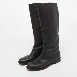 Prada Black Leather Knee Length Boots Size 39