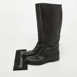 Prada Black Leather Knee Length Boots Size 39
